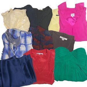 Crafter Cutter Silk Lot 6 Blouses, 4 Dresses, 1 Pants Flawed Imperfect Upcycle